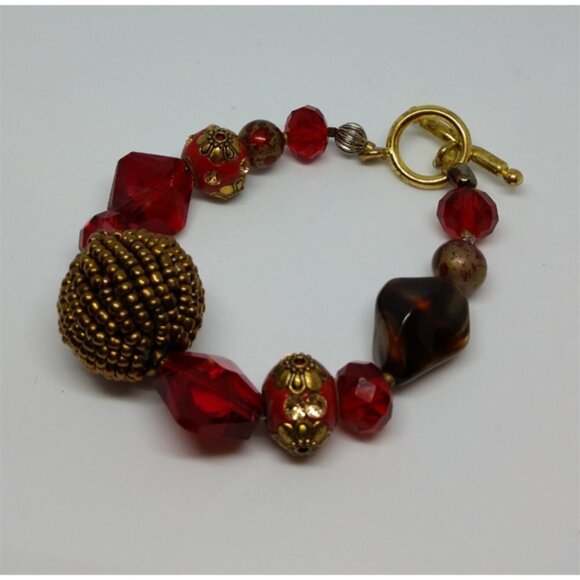 fun statement ruby red toggle clap bracelet large wrist - Picture 1 of 3